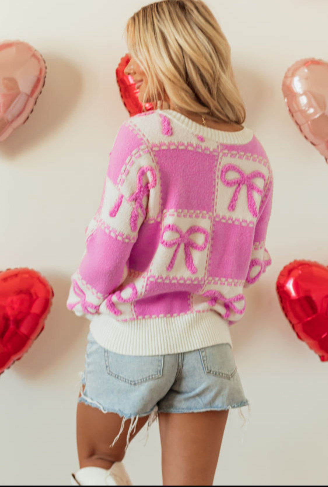 Pink bow knot sweater