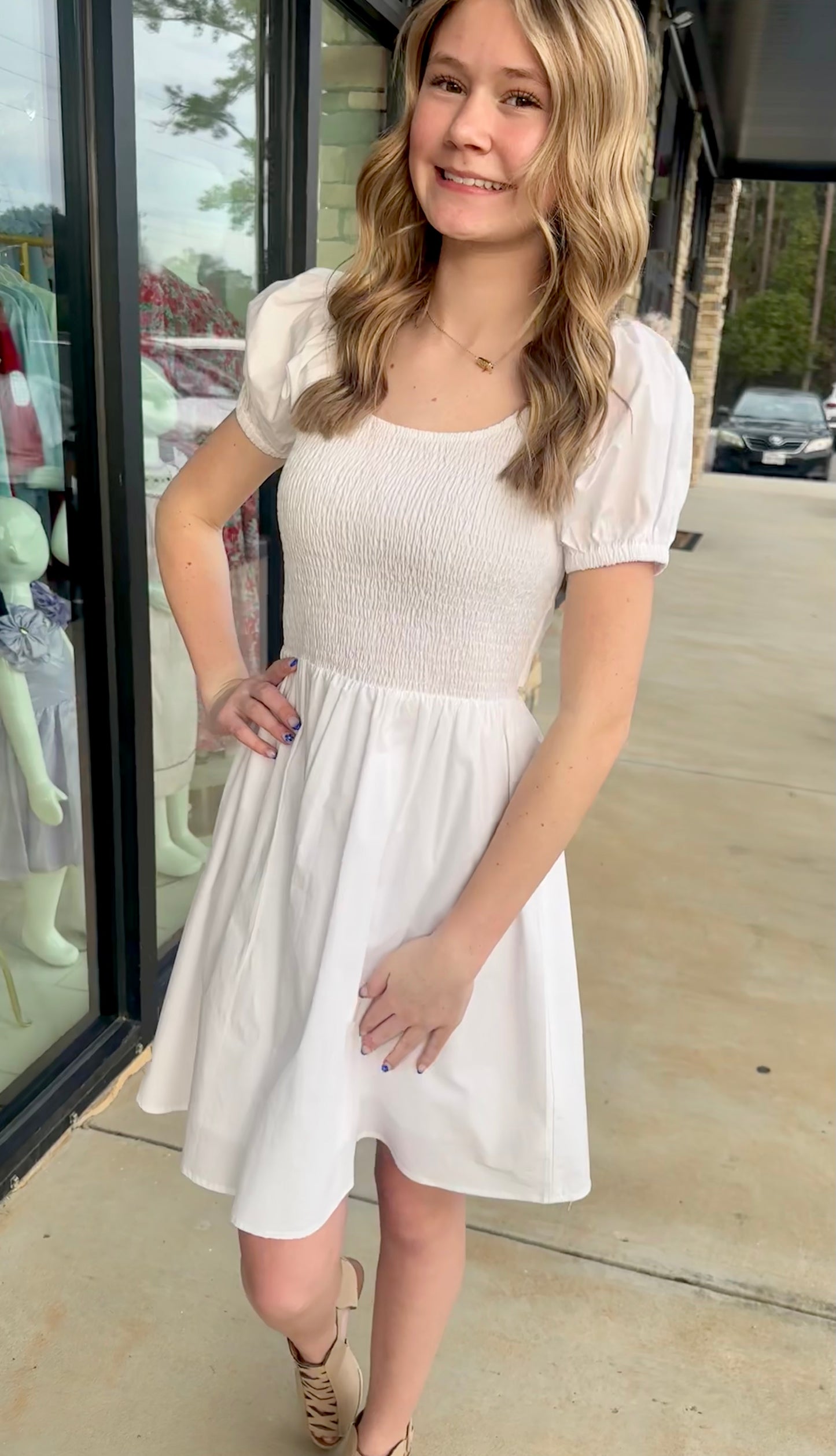 White dress with bow