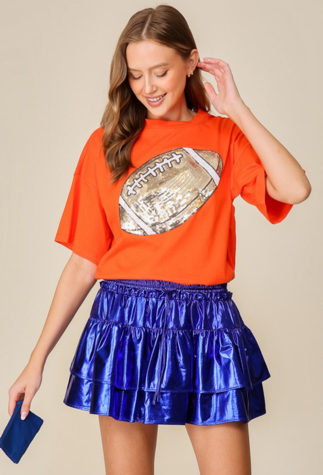Orange Sequin football patch