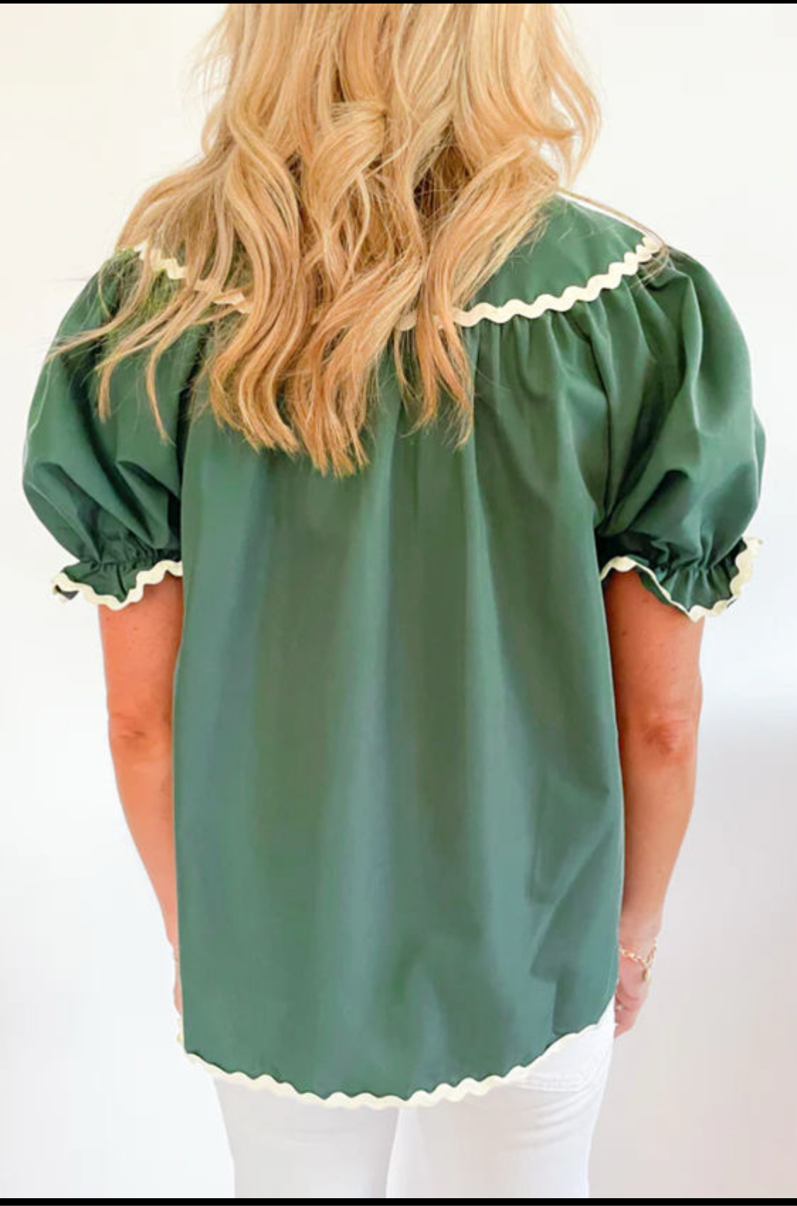 Mist green ric rac top