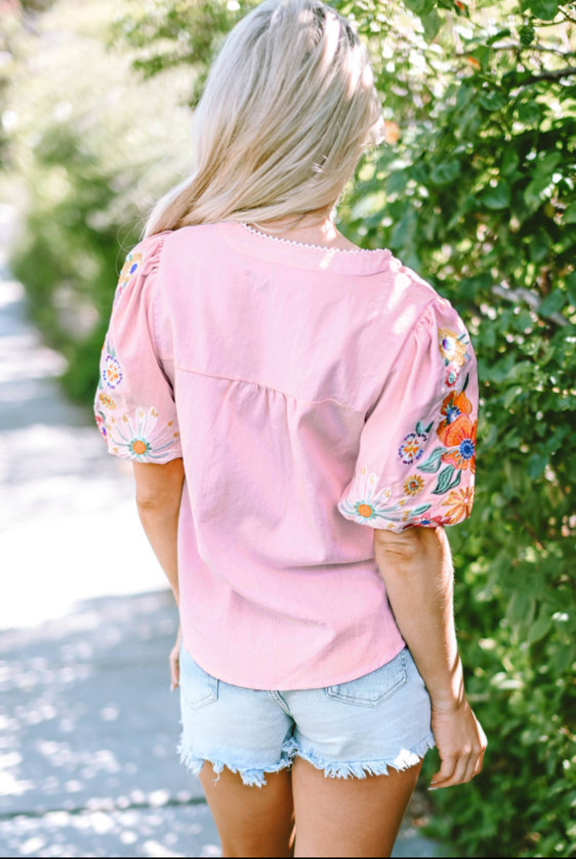 Pink embroidery flowers