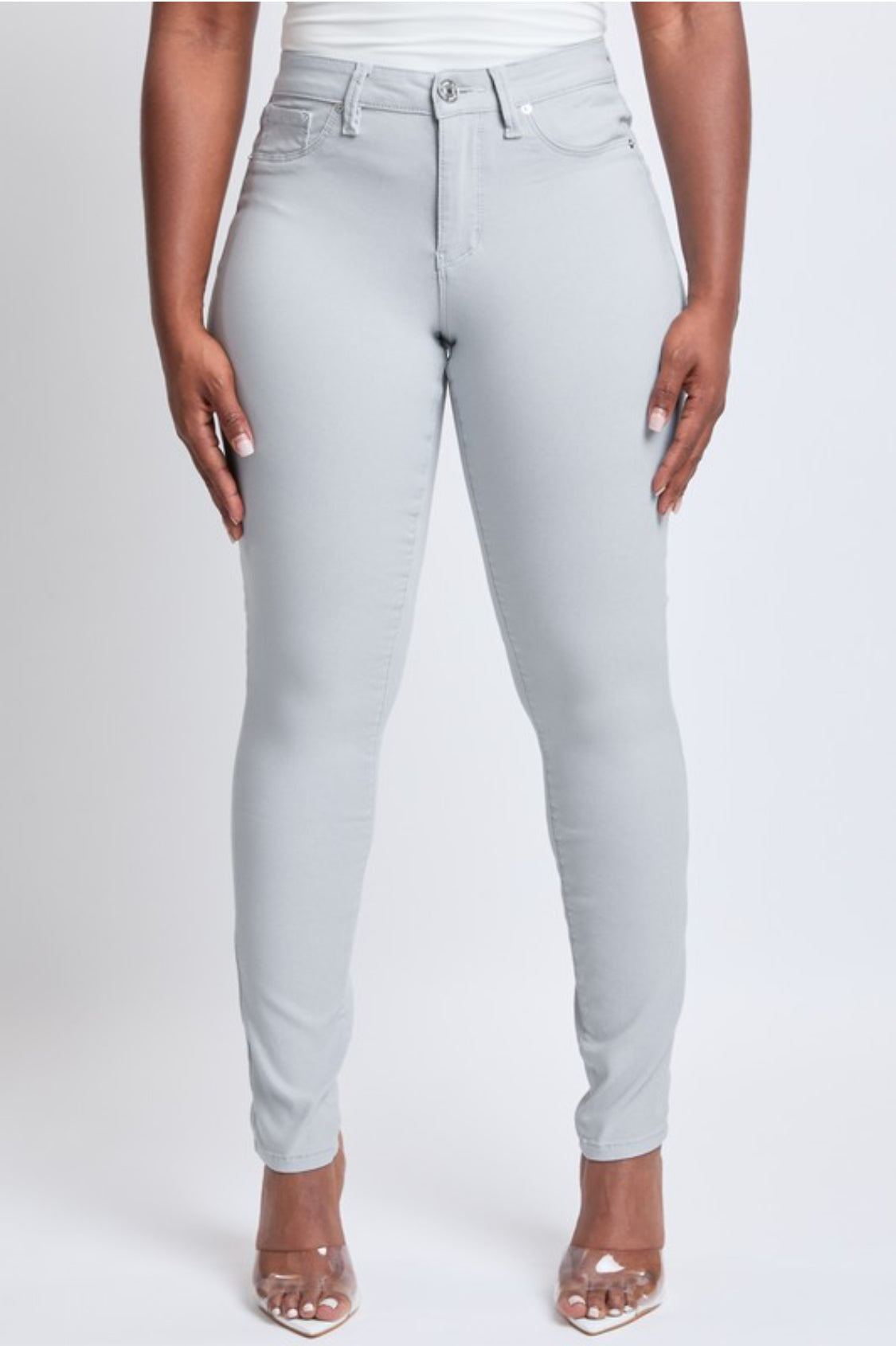YIM hyperstretch mid-rise skinny jeans ( silver cloud)