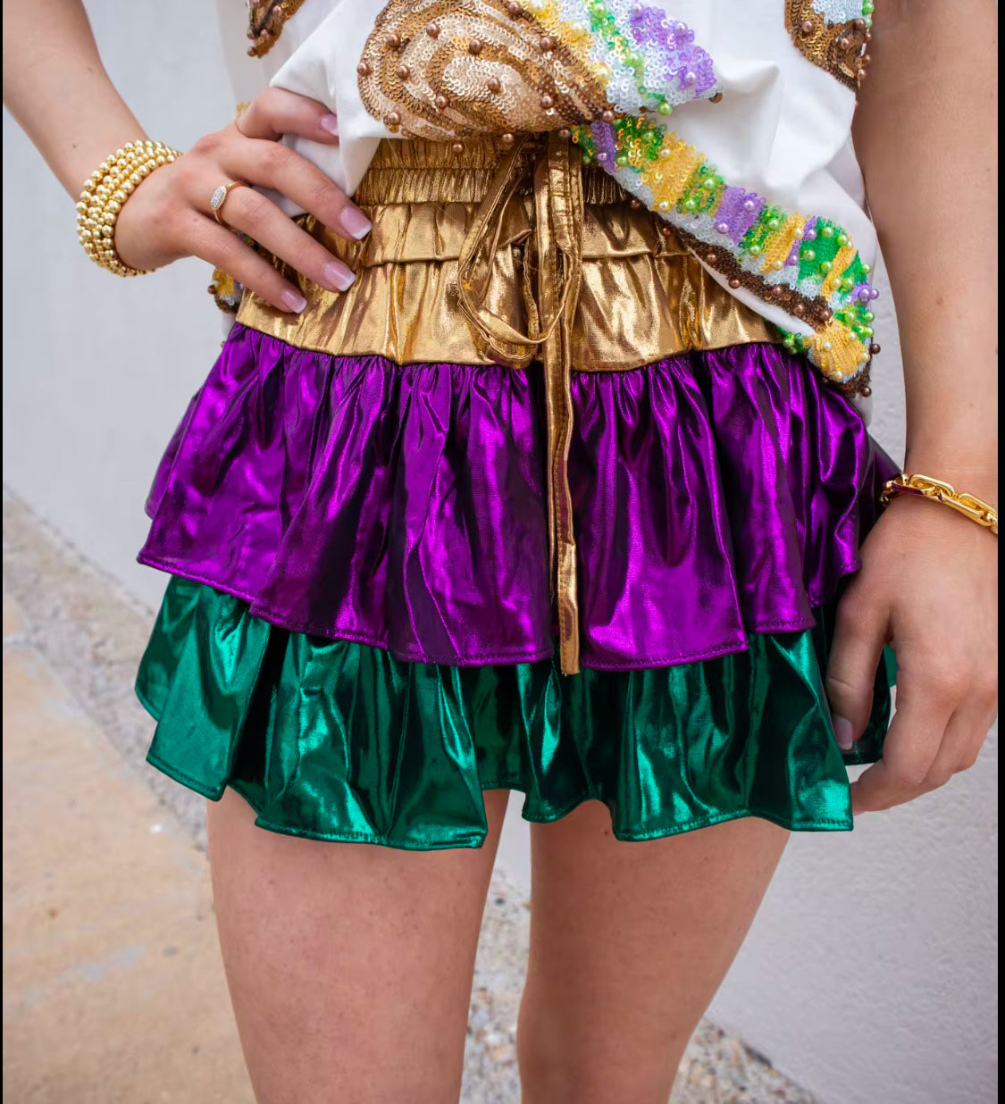 Metallic Gold/Purple/Green skort