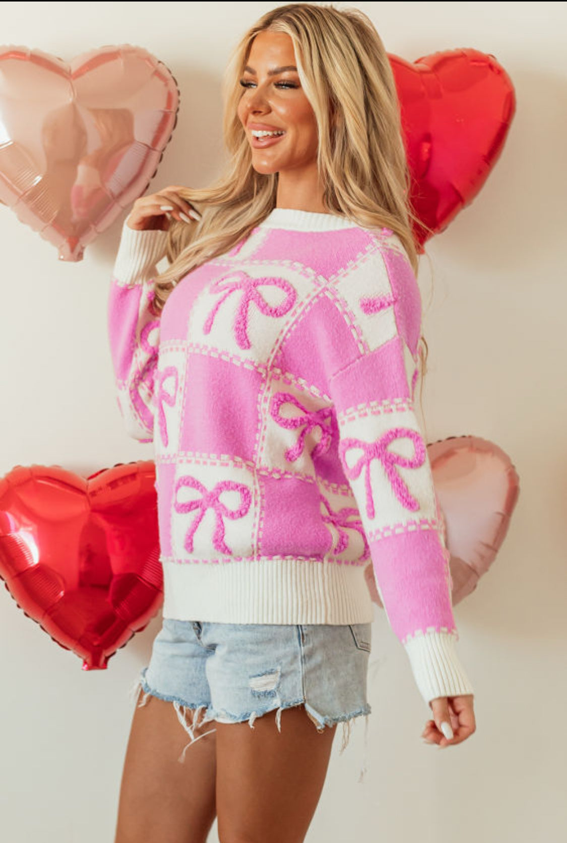 Pink bow knot sweater