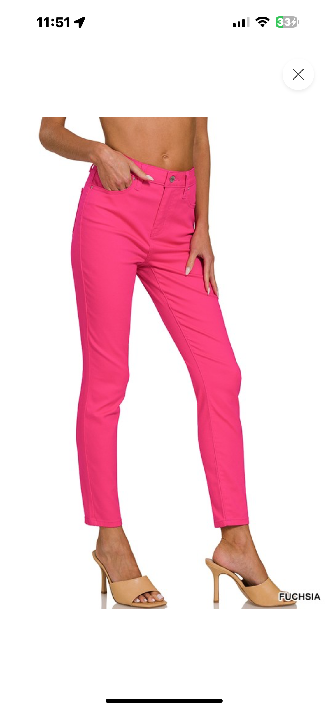High-rise skinny color denim pant