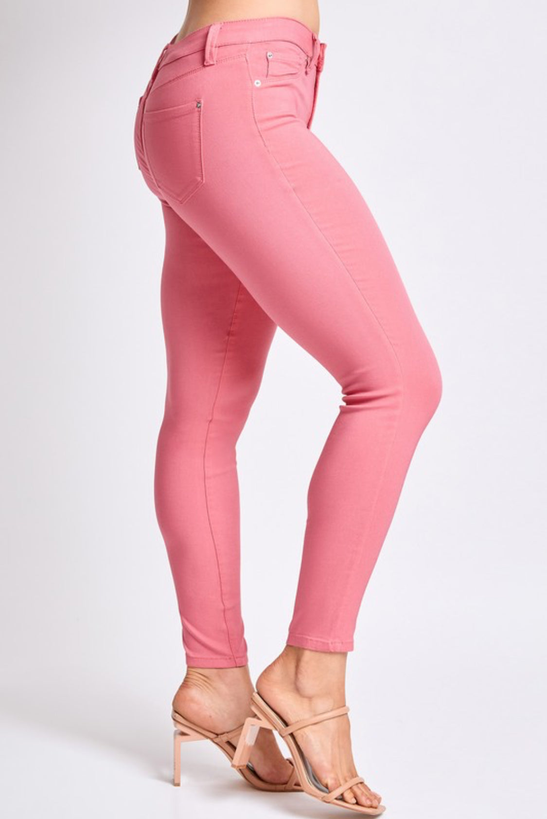 YMI hyperstretch mid-rise skinny jeans ( sunset coral)
