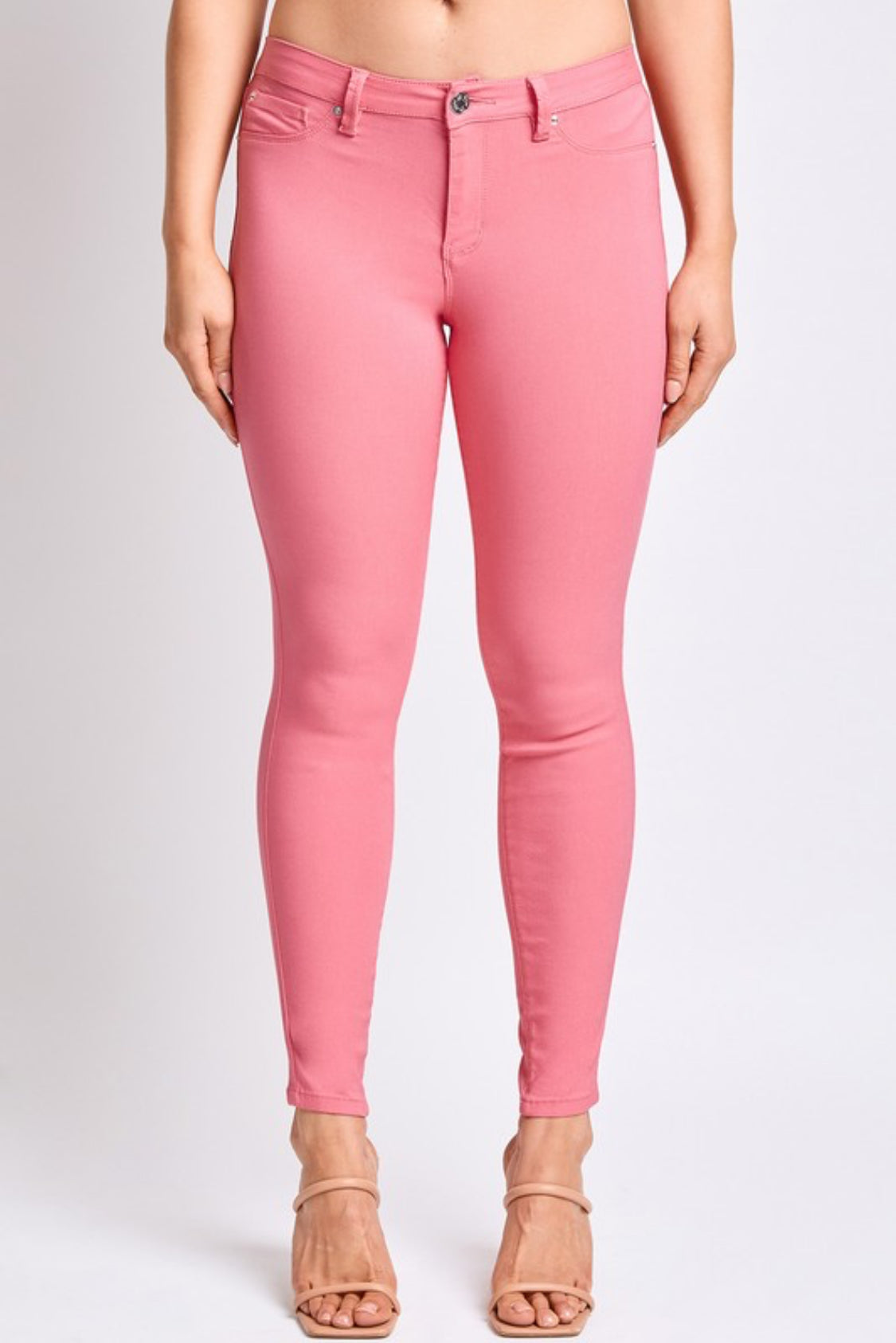 YMI hyperstretch mid-rise skinny jeans ( sunset coral)