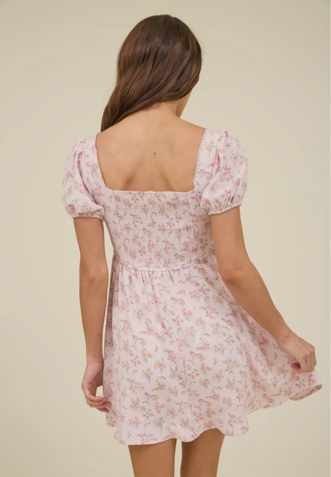 Pink floral mini dress
