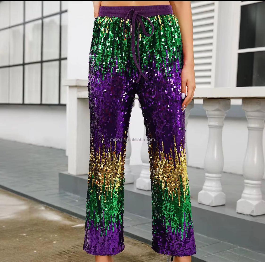 Sequin green/gold/purple pant