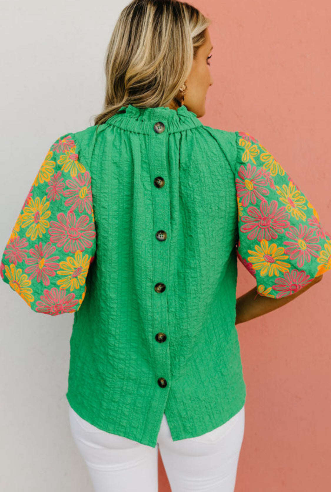 Green floral top