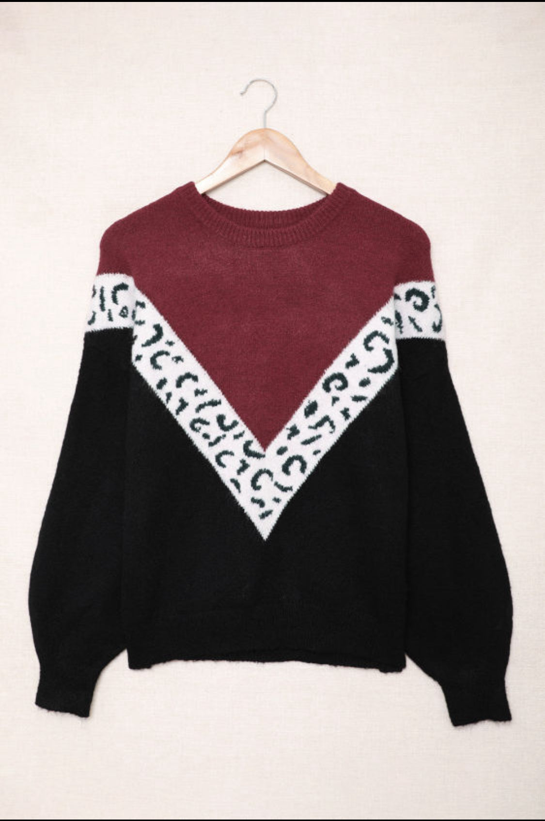 Wine colorblock sweater
