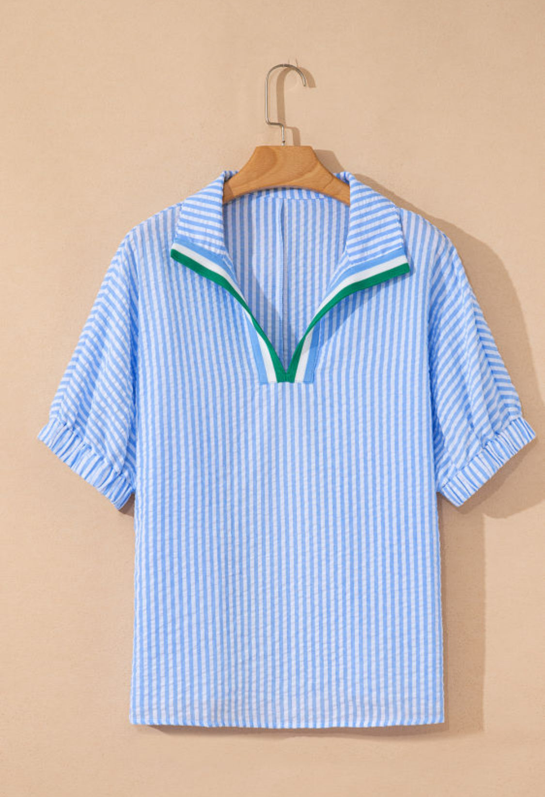Sky blue striped top