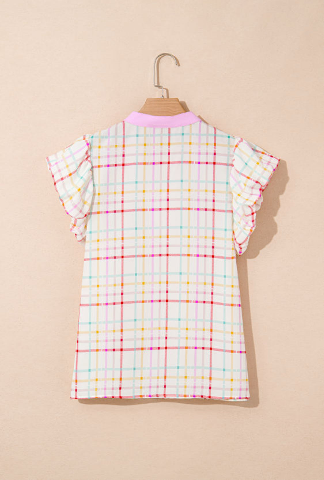 Color lock ric rac V neck top