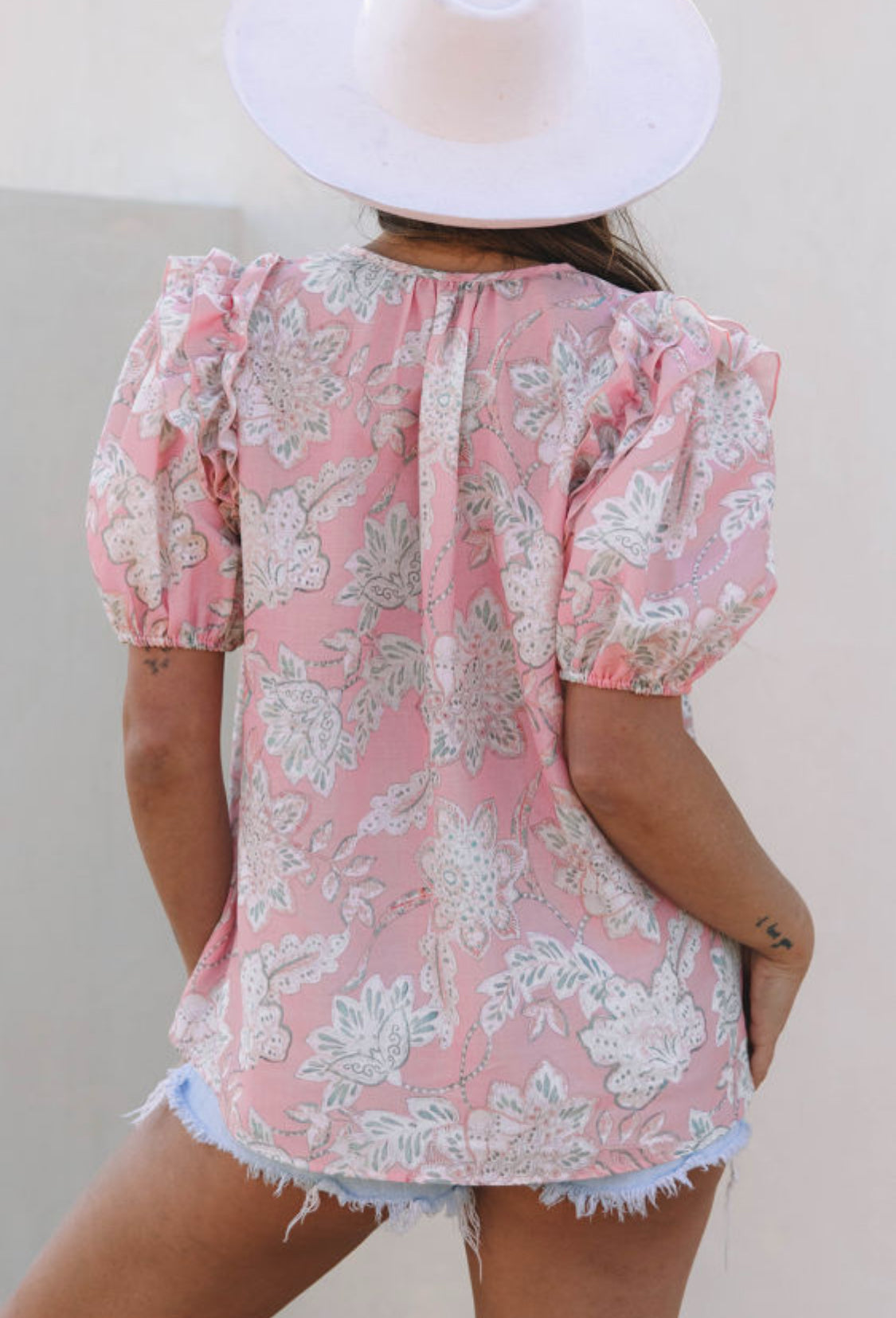 Pink floral loose blouse