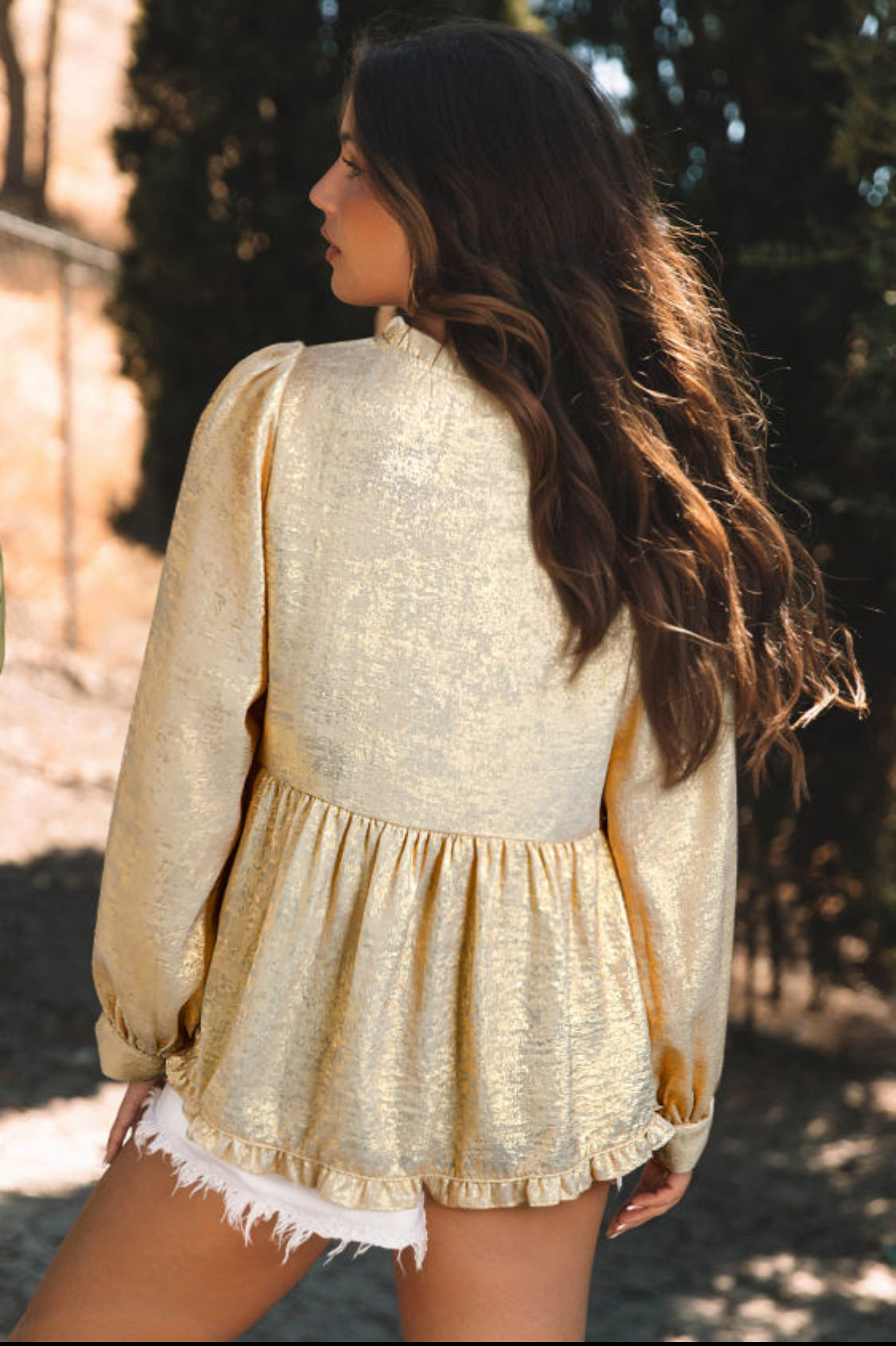 Gold metallic babydoll top