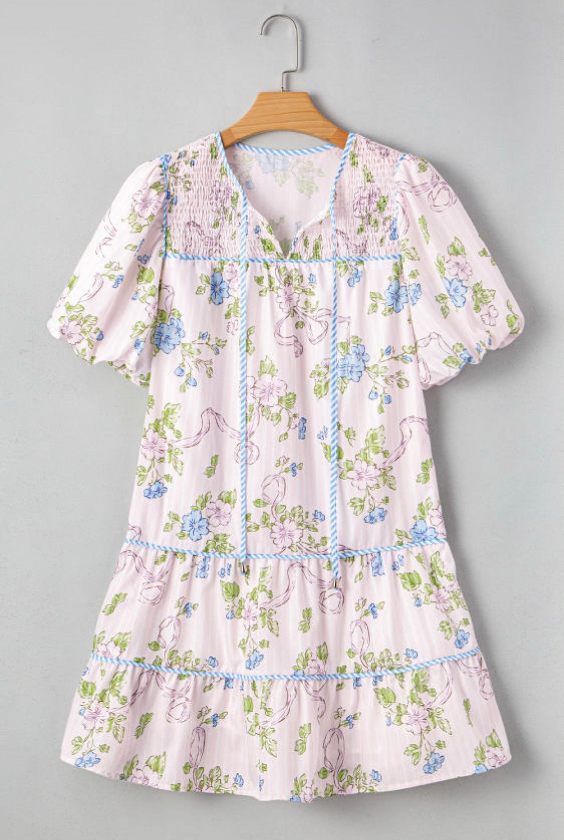 Pink/blue floral mini dress