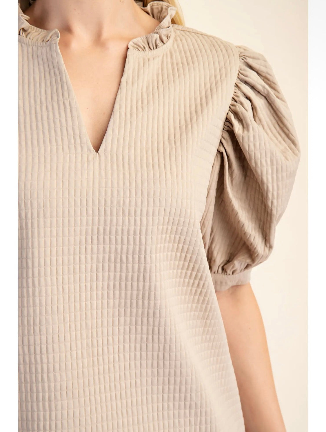 Beige puff sleeve top