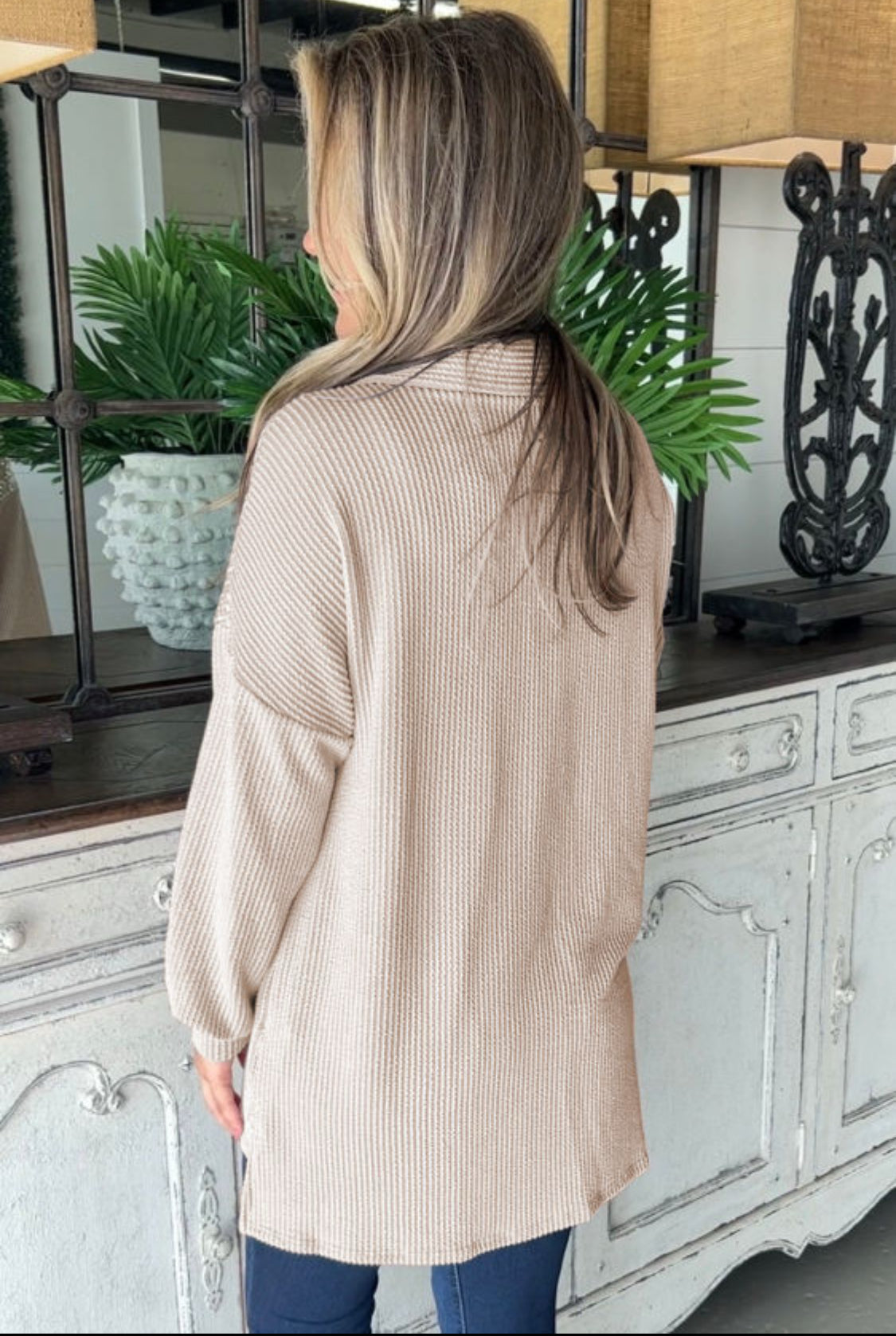 Sequin patch corded top