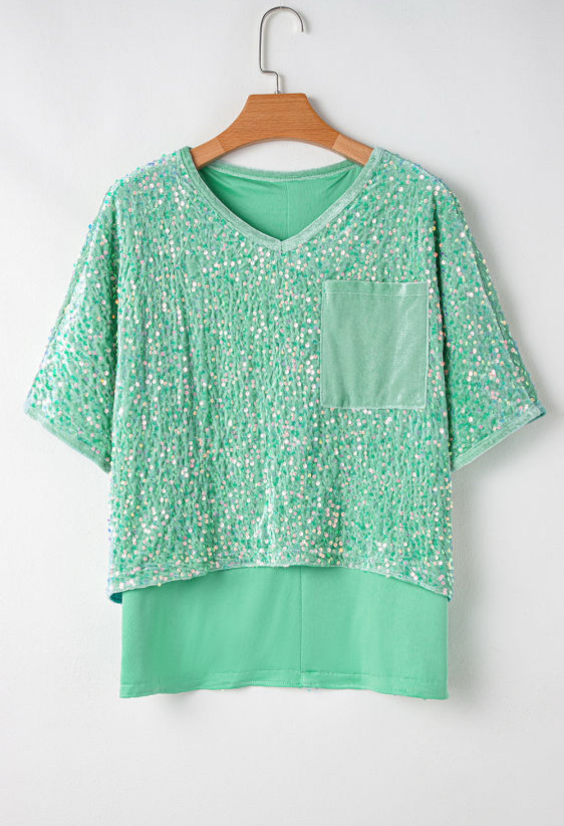 Light green sequin top