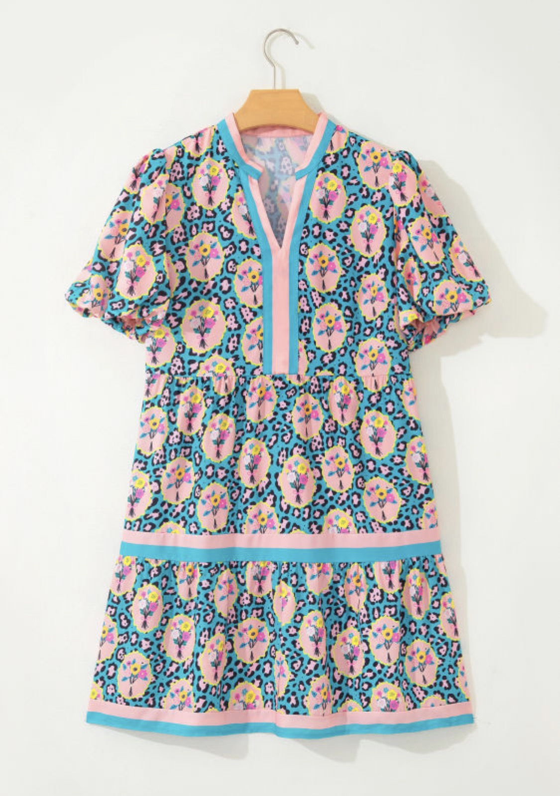 Pink leopard floral dress