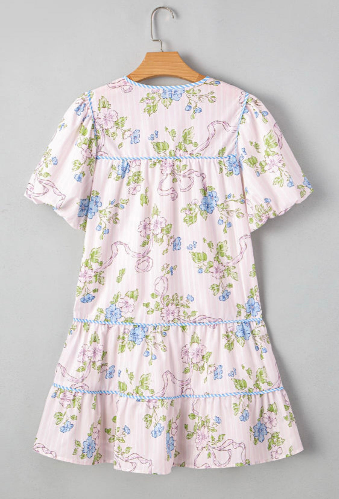 Pink/blue floral mini dress