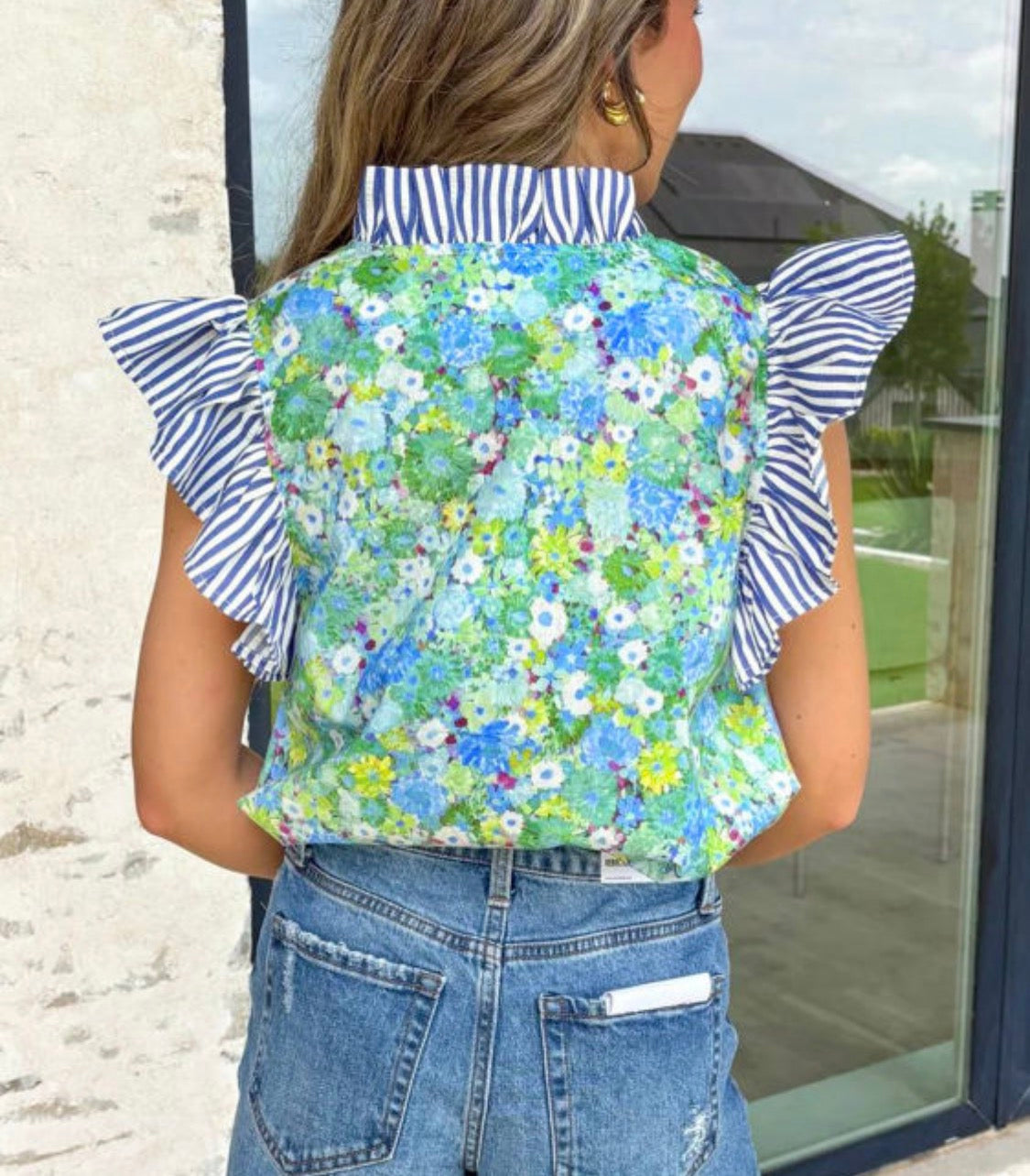 Green floral top
