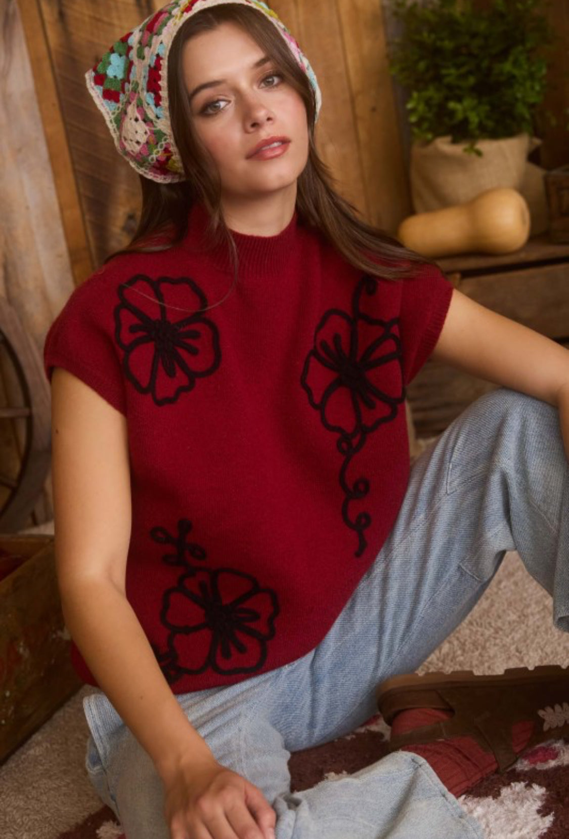 Burgundy knit sweater