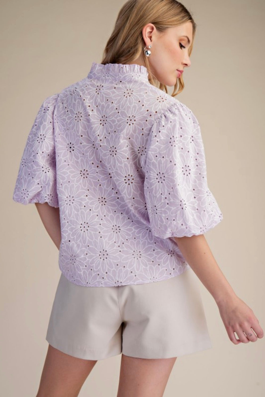 Lavender puff sleeve blouse