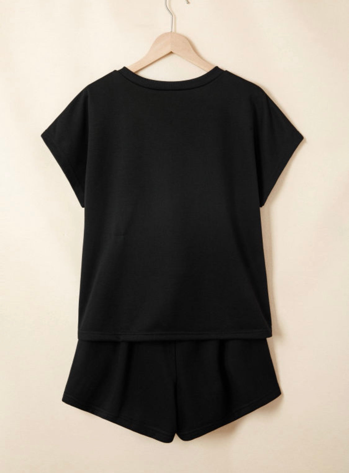 Black short set with leopard print bow
