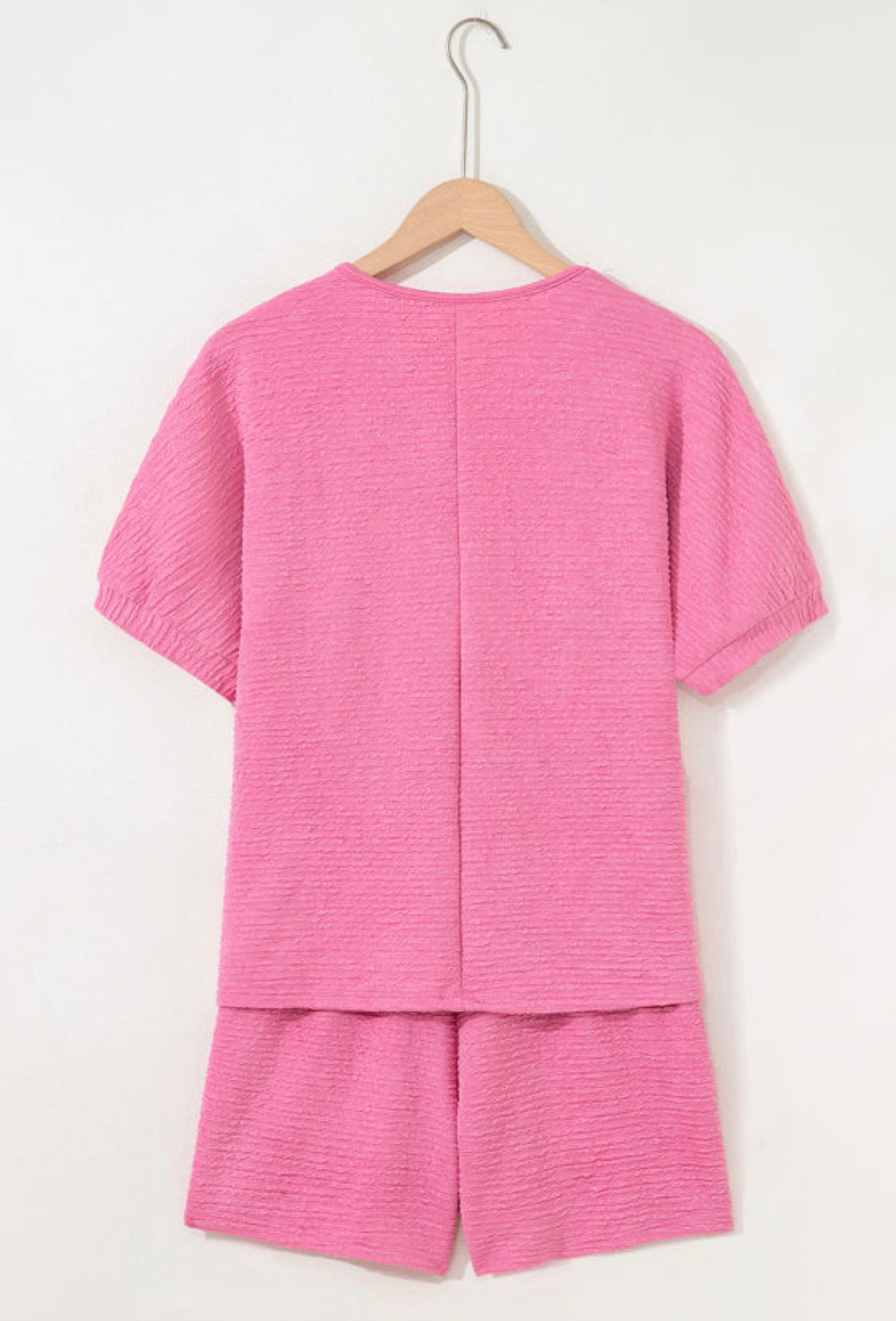 Pink textured short set