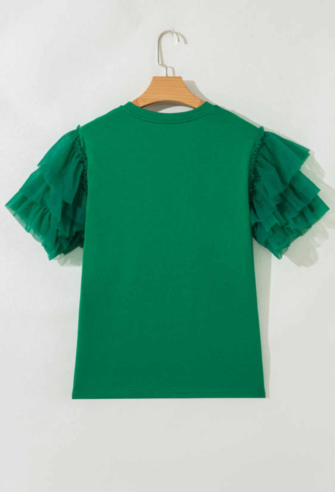 Green ruffle sleeve top