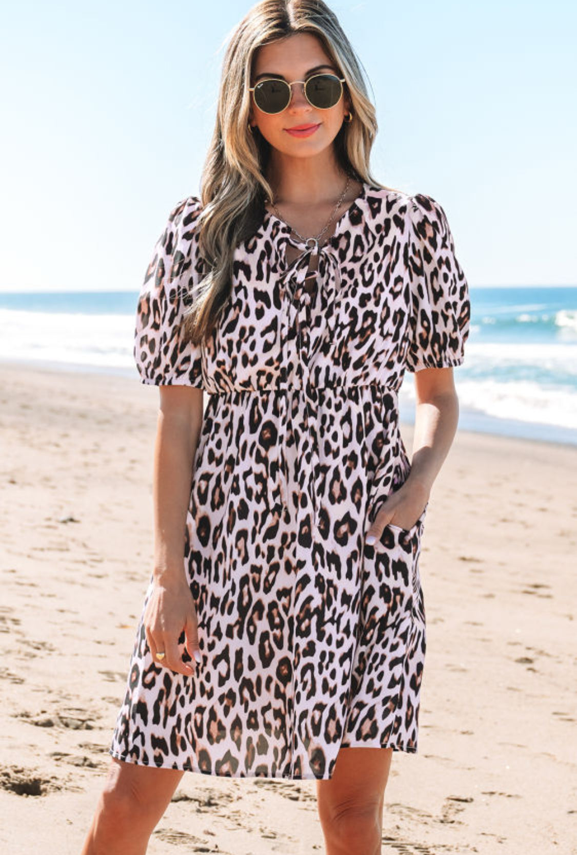 Leopard print mini dress