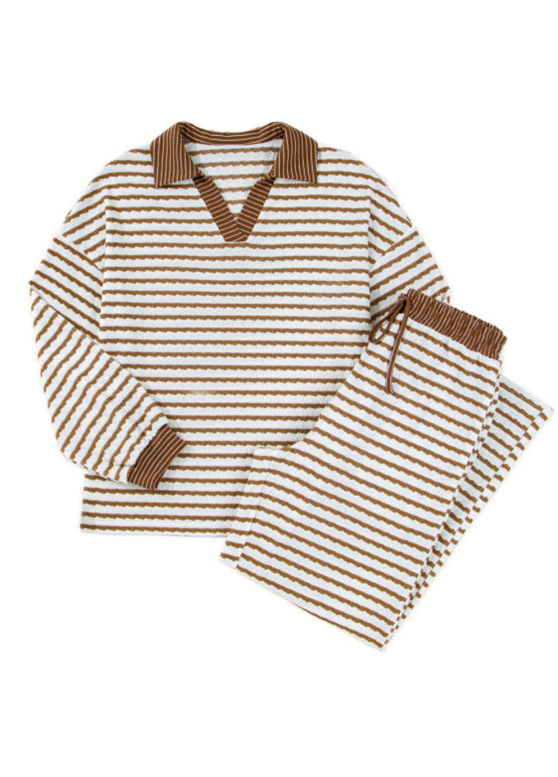 Brown striped pant set