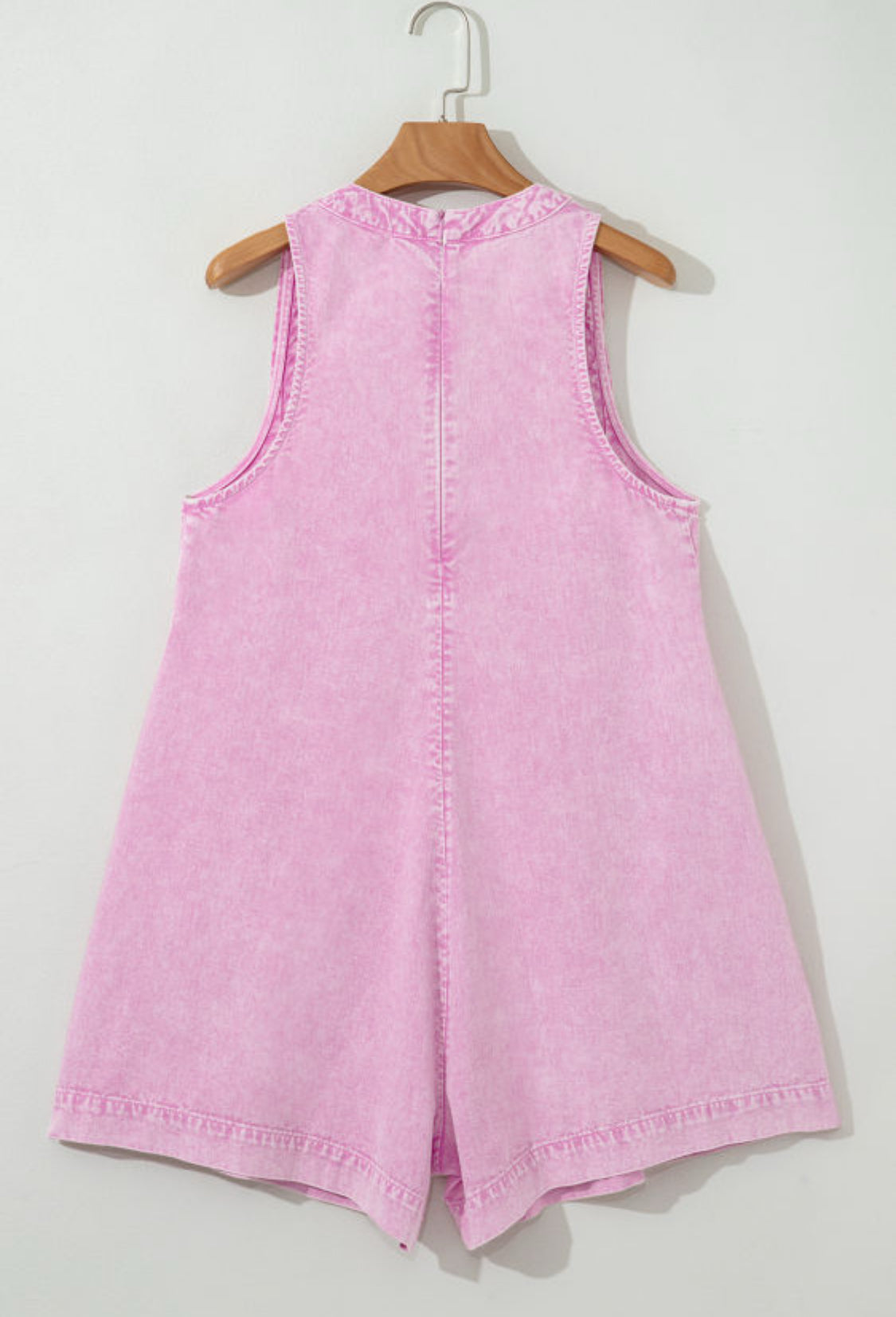 Pink denim romper