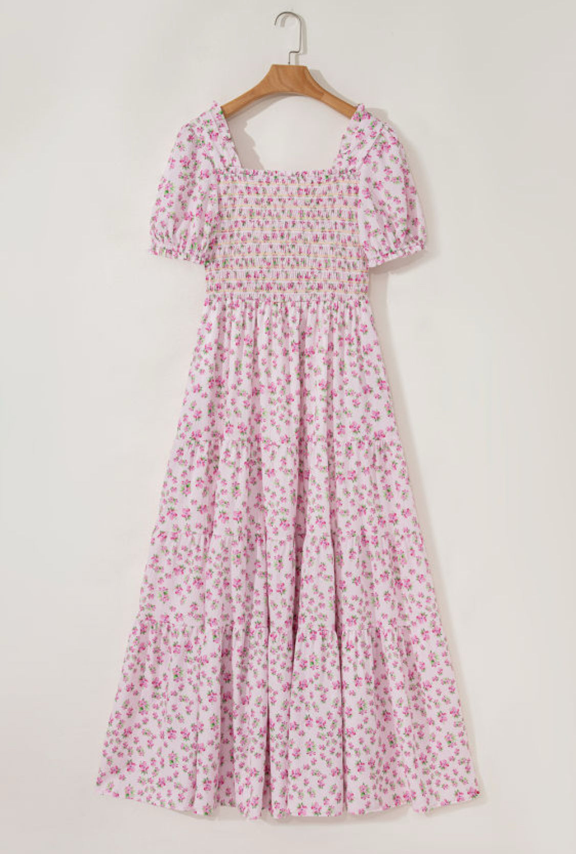Pink floral maxi dress