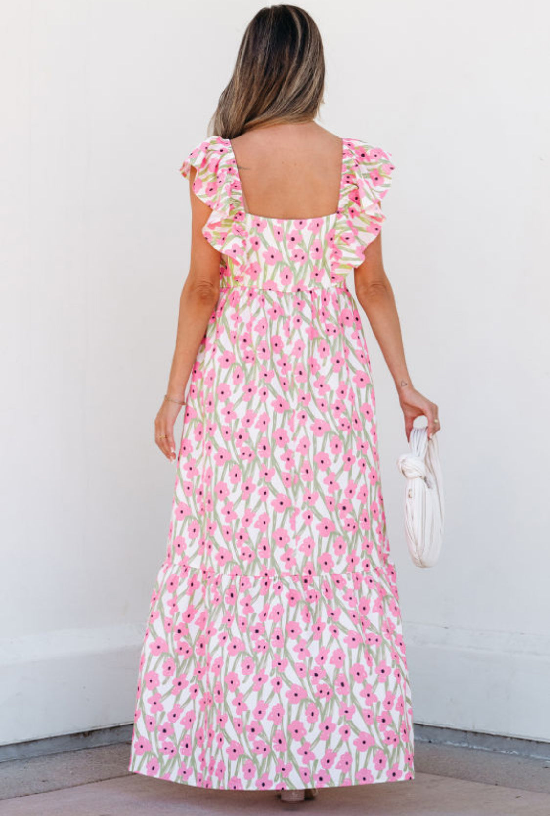 Pink floral maxi dress