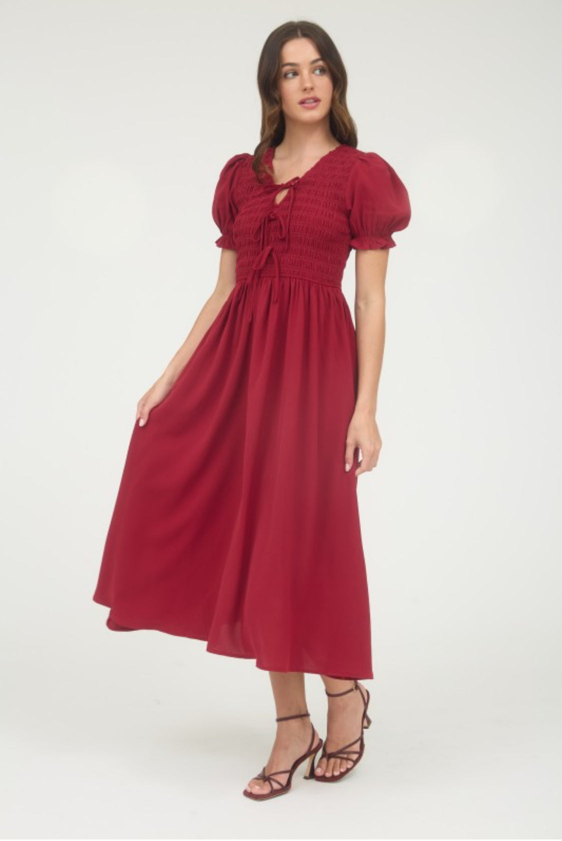 Deep red midi dress
