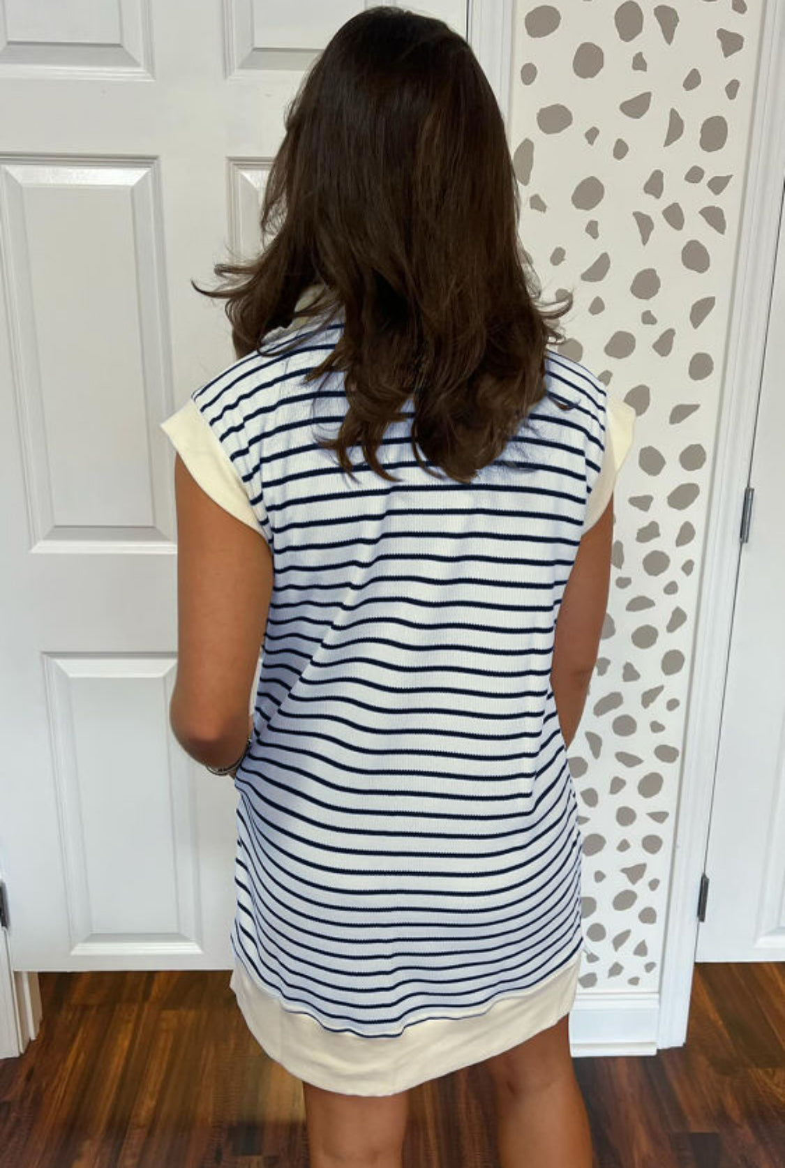 Blue striped mini dress