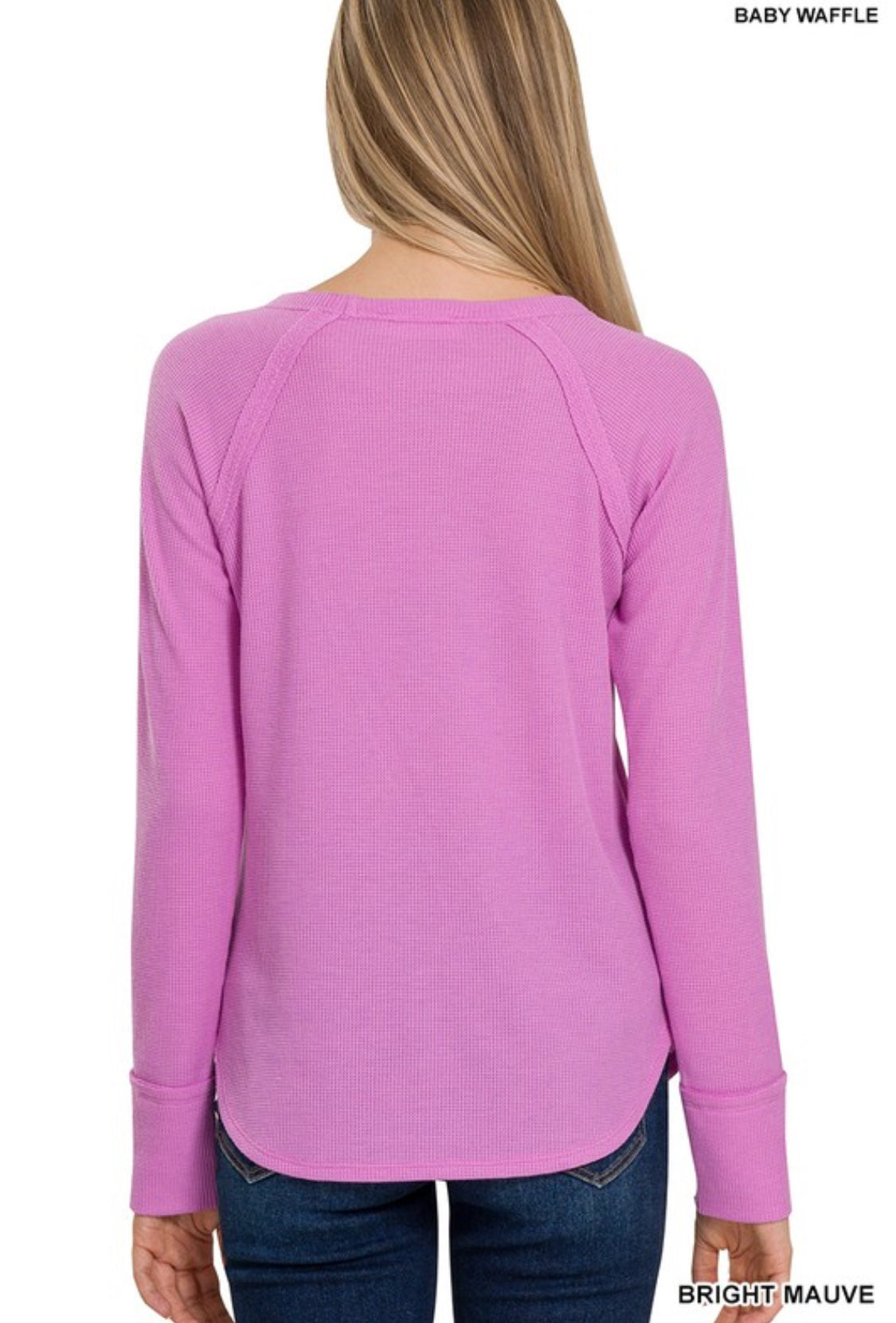Mauve baby waffle long sleeve top