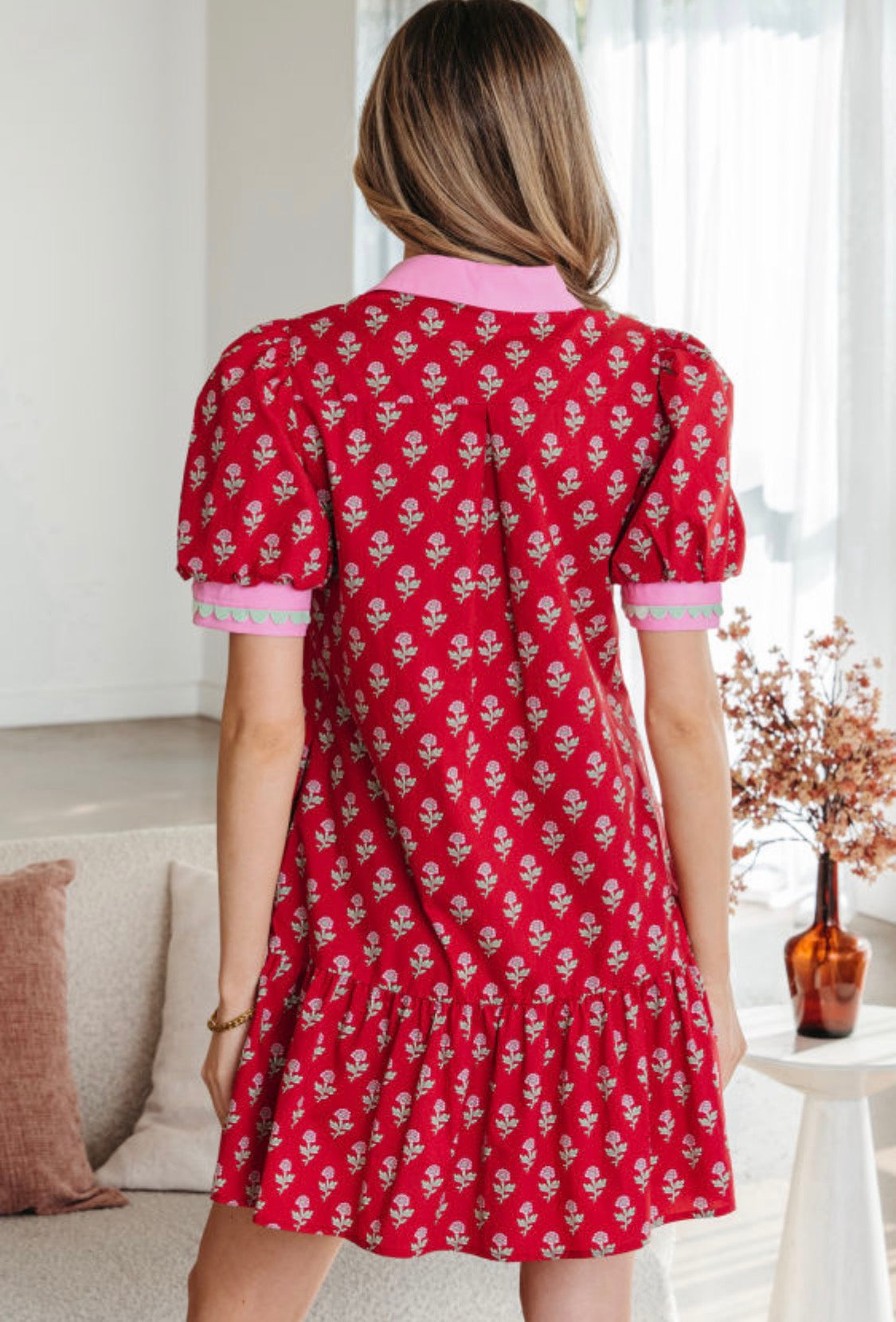 Red floral dress