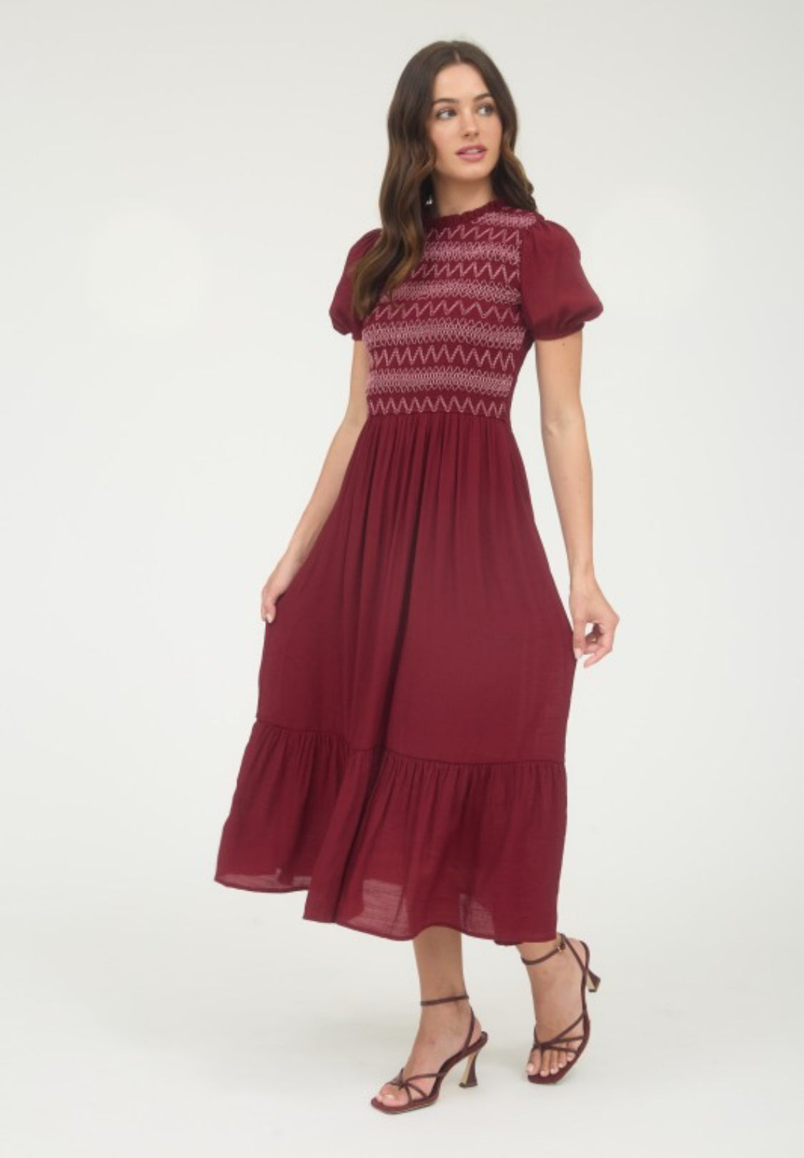 Maroon midi dress
