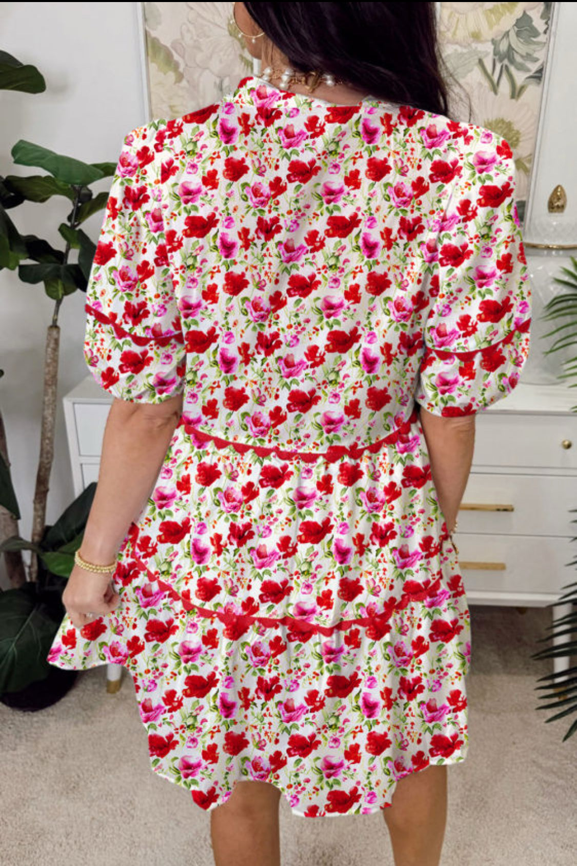 Red floral dress