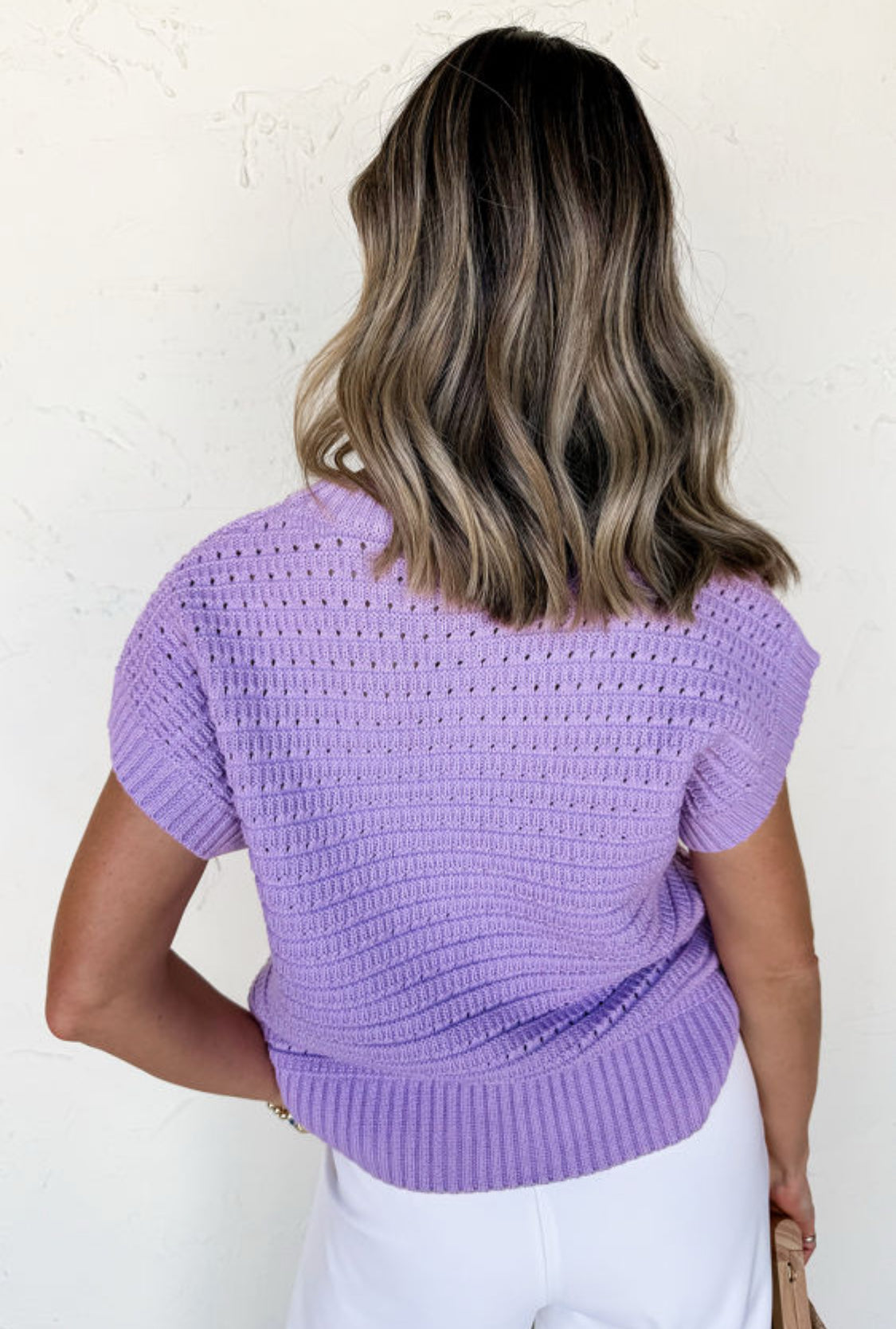 Purple short sleeve sweater