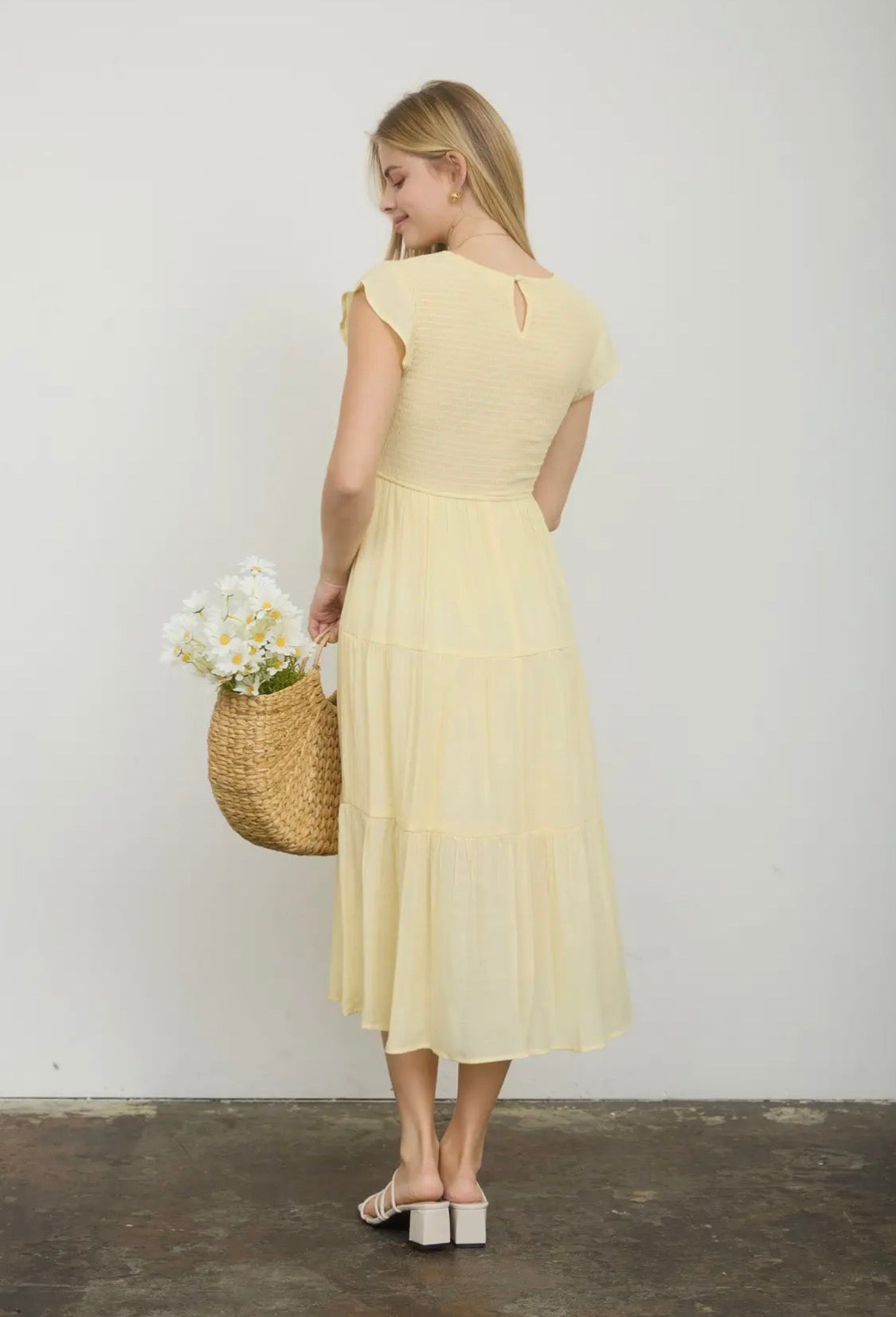 Pastel yellow midi dress