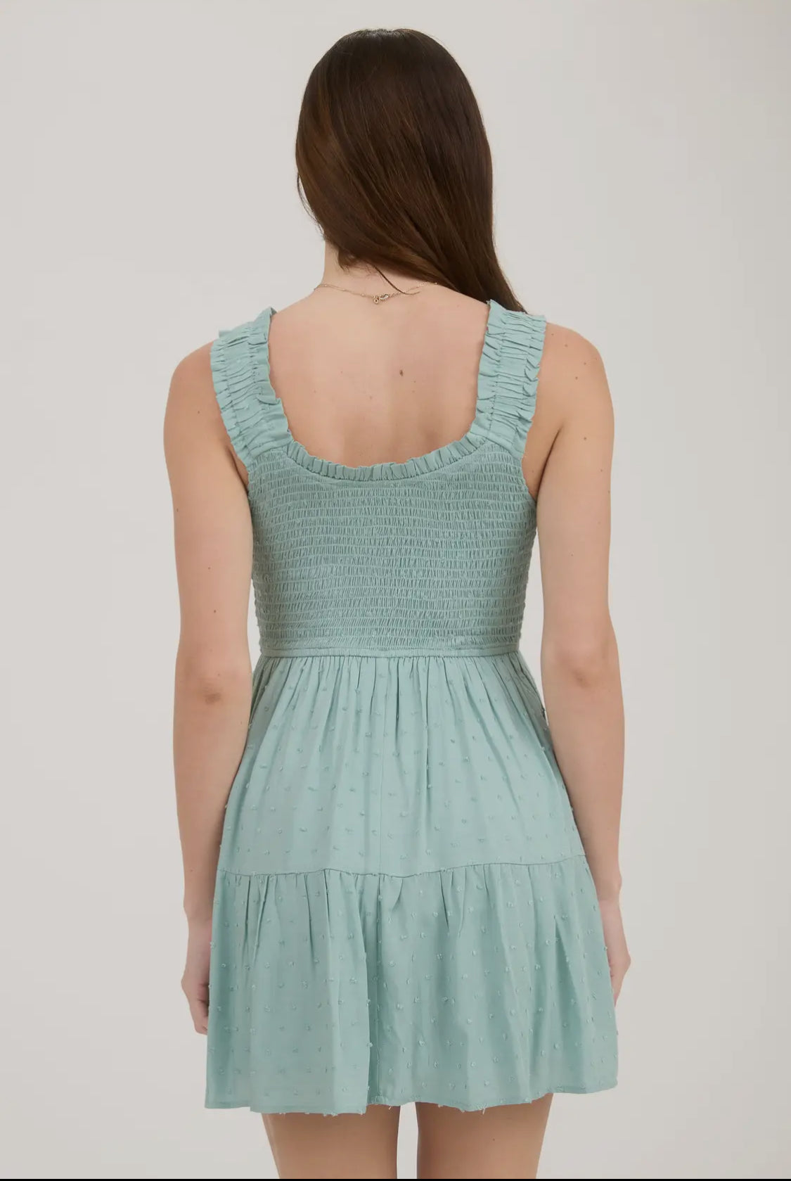 Smocked sleeveless mini dress
