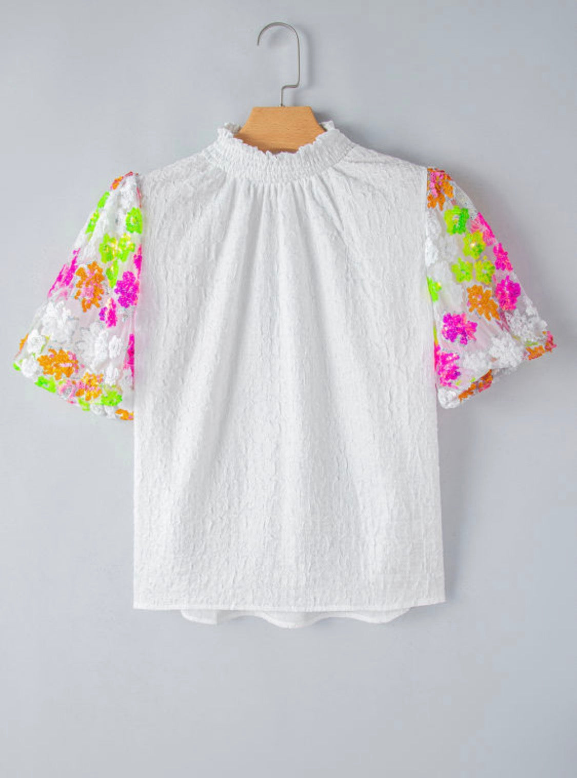 White sequin sleeve blouse