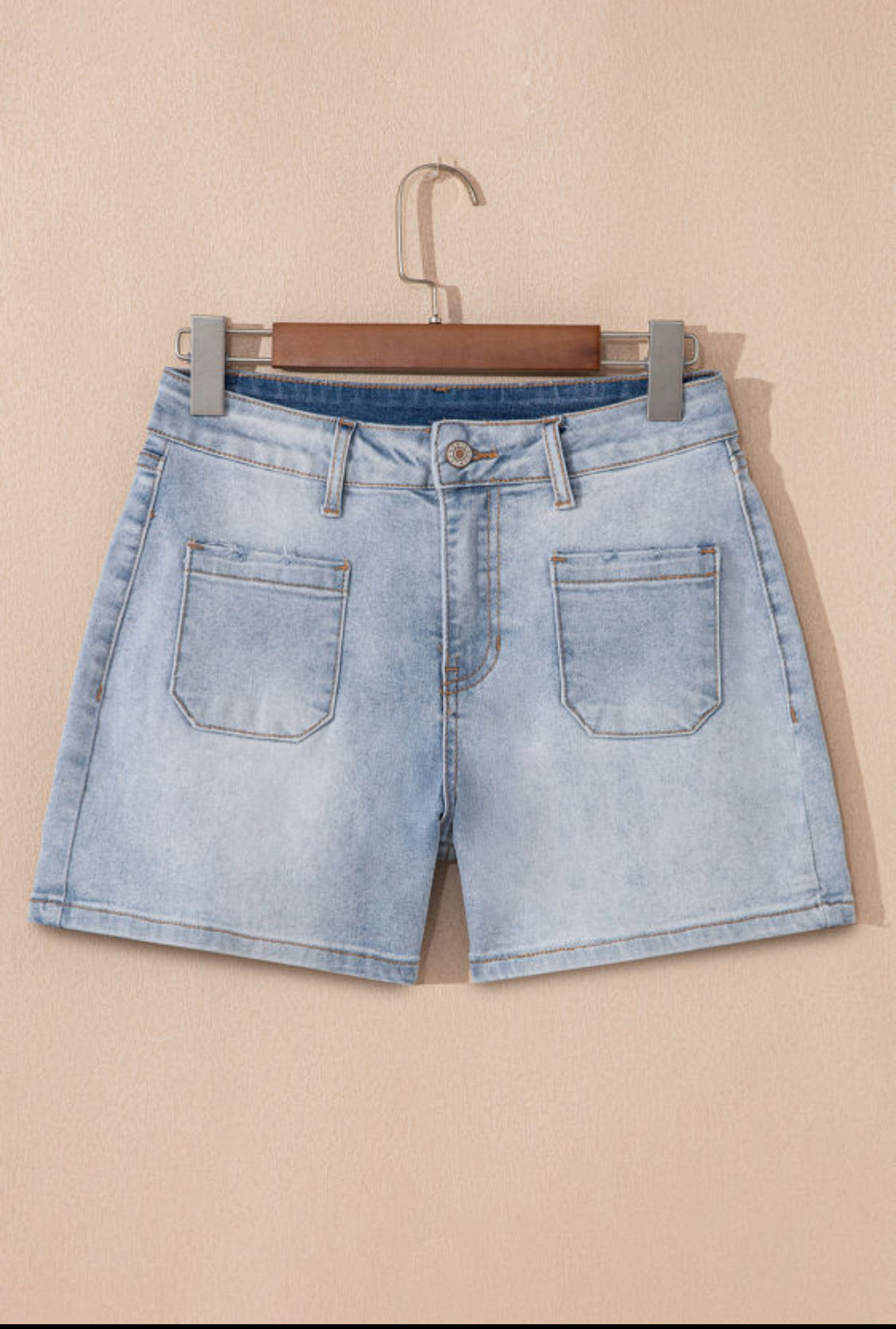 High rise denim short