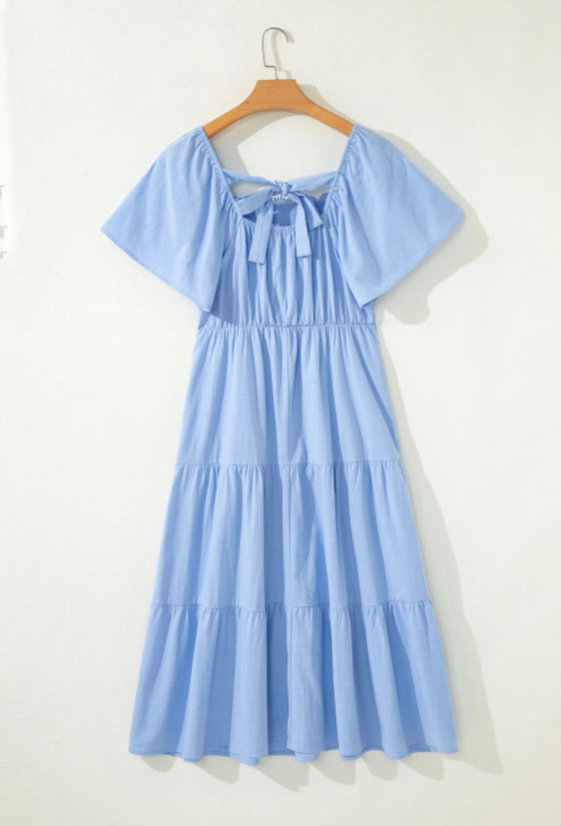 Blue lace details midi dress