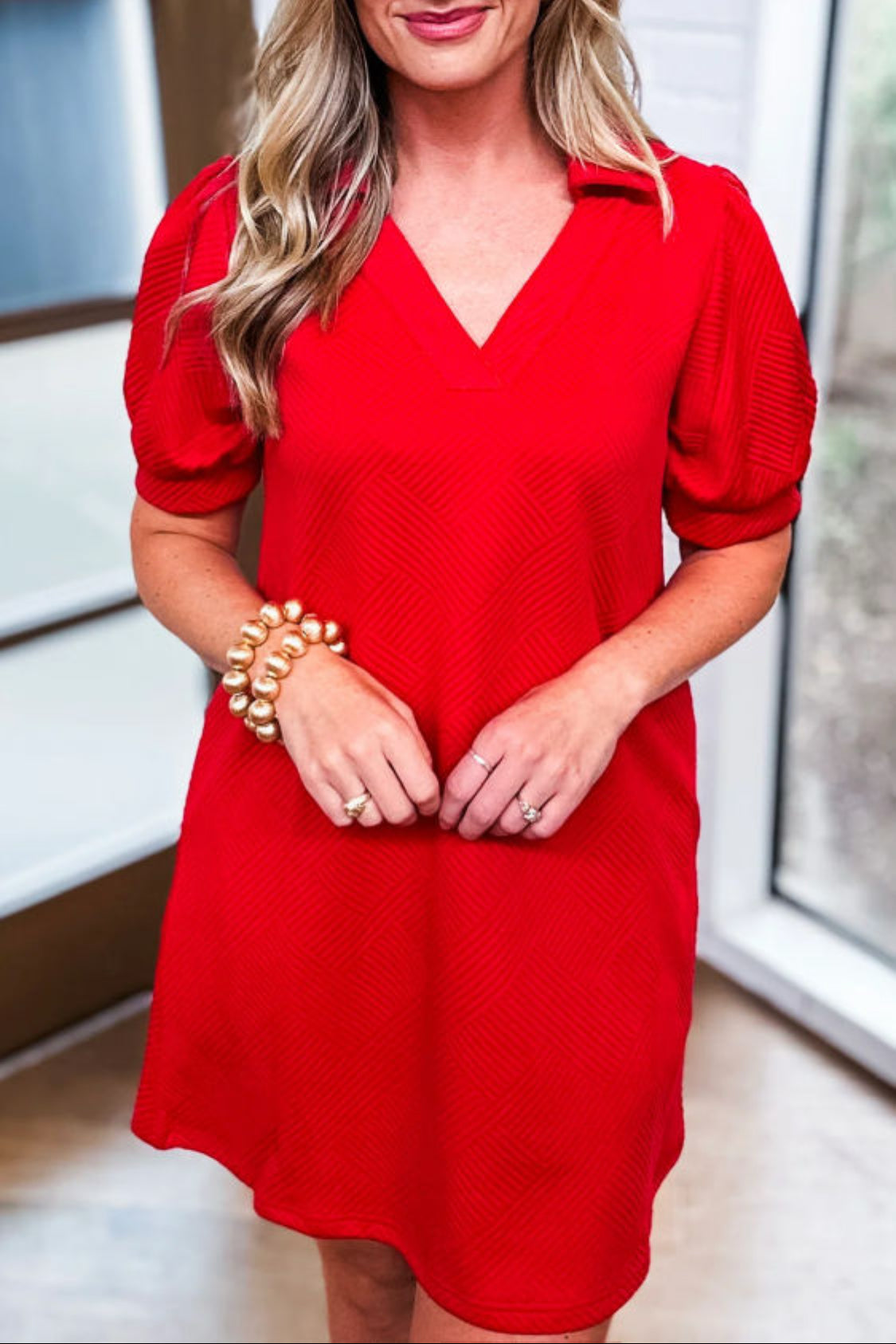 Red texture dress