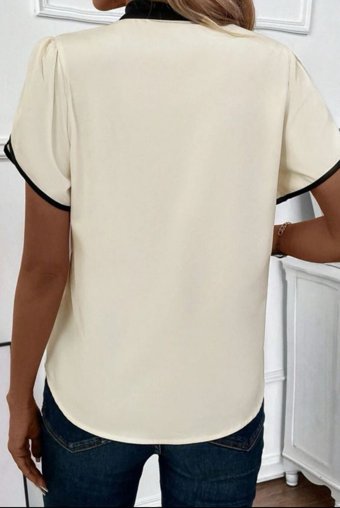 Cream bow knot top